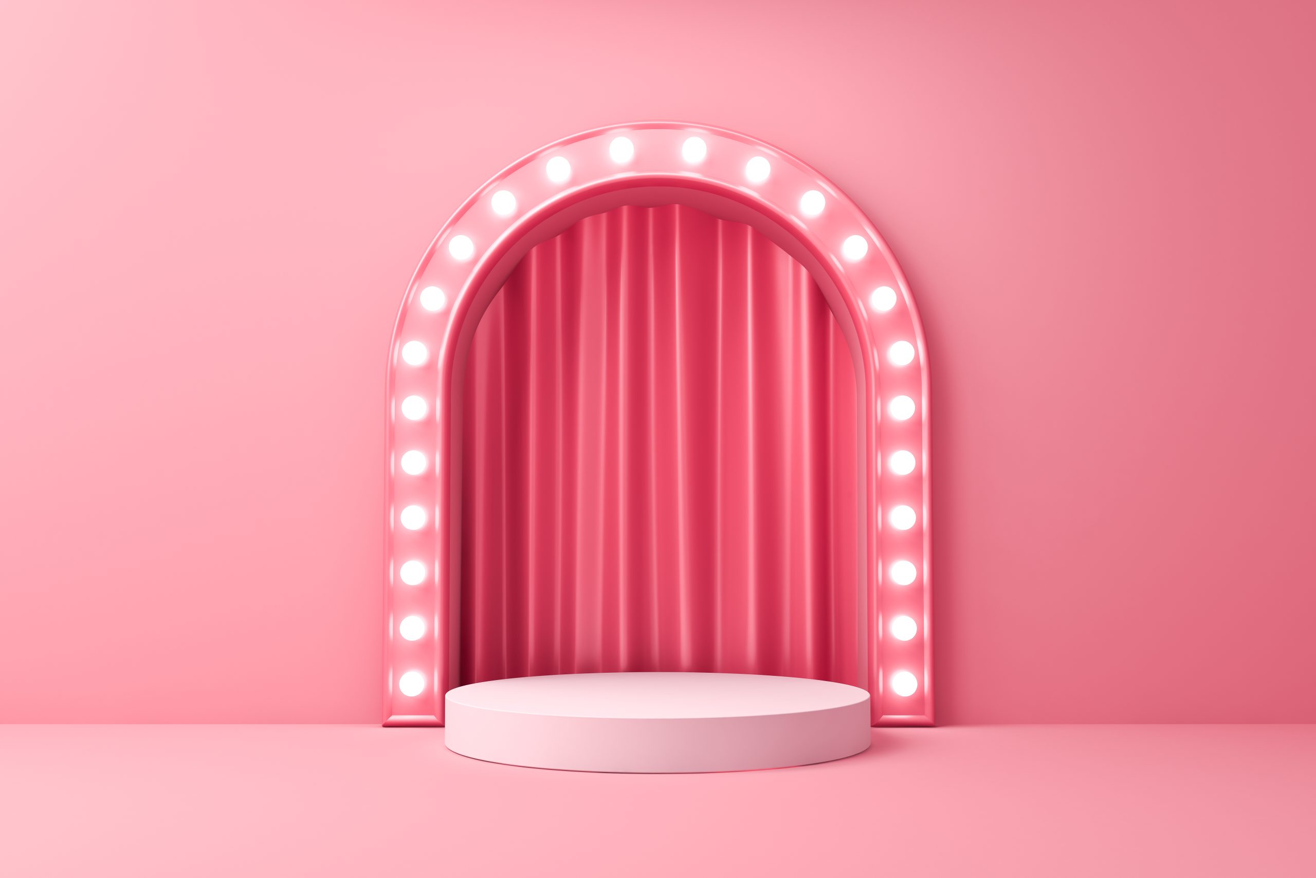Porte d'entrée rose dans l'univers de marque